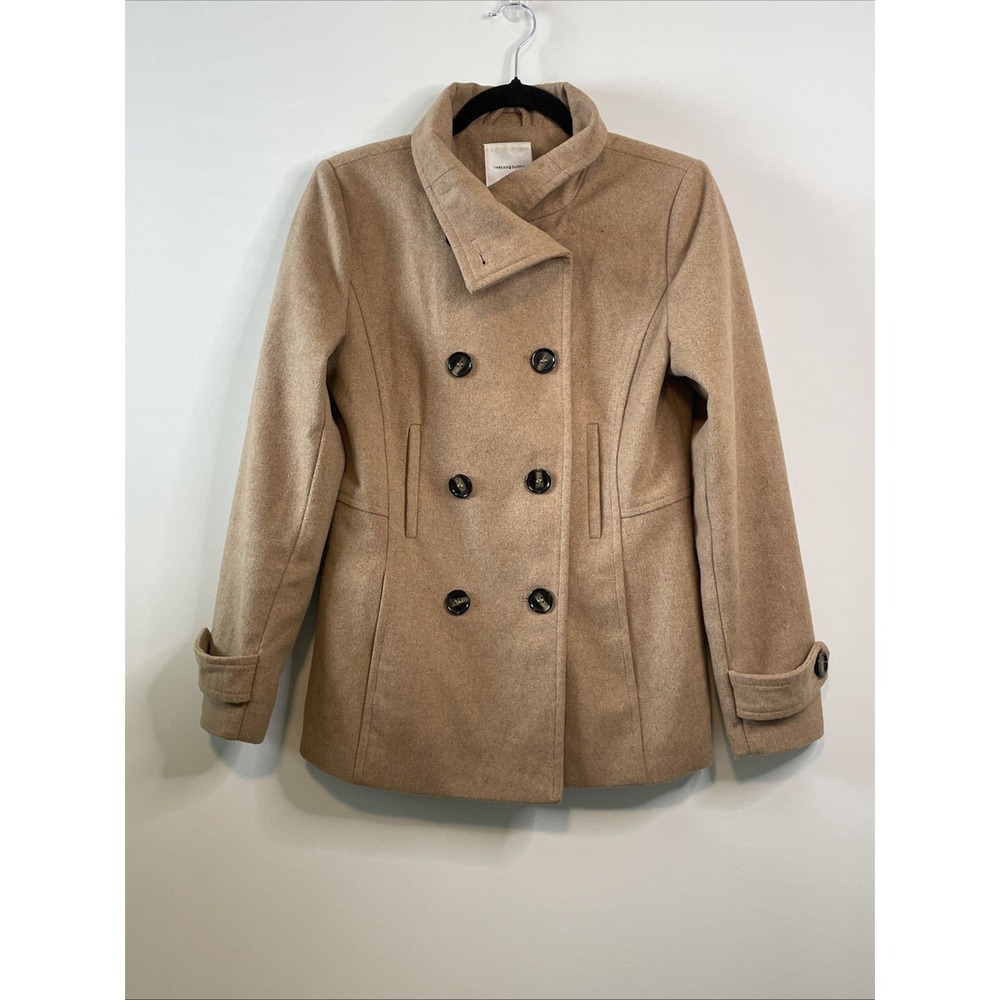Thread & Supply Small Camel Wool Blend Peacoat Double Button Coat